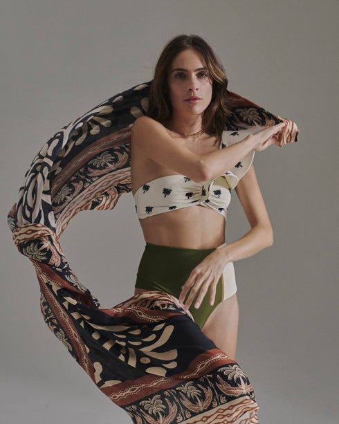 De La Falaise Cotton Silk Sarong / Black Arabesque